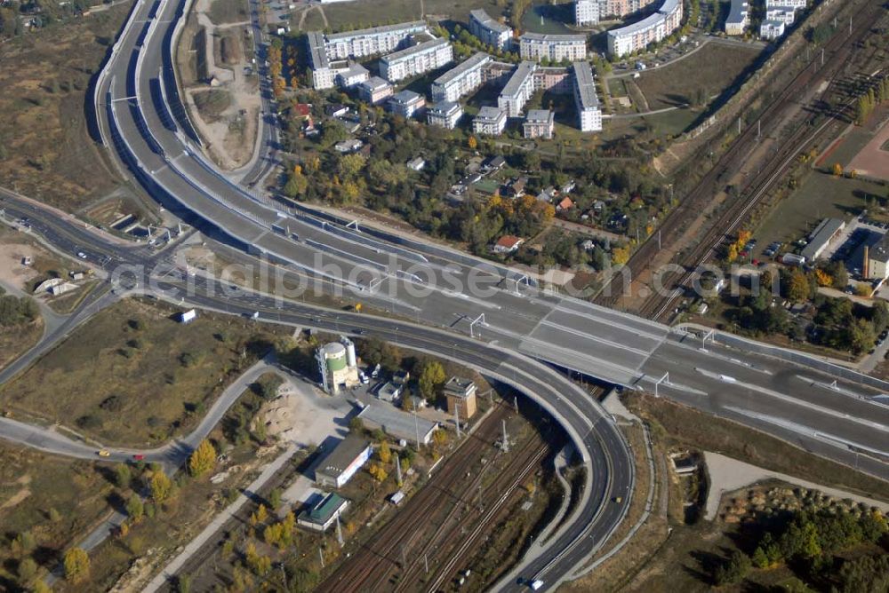 Aerial image Schönefeld - Blick auf die Verlängerung der Autobahn A 113 zwischen dem Stadtring und dem in Planung befindlichen Hauptstadt-Airport Berlin Brandenburg International BBI durch die Schälerbau Berlin GmbH an der Freiheit 10 in 13597 Berlin - Telefon +49 (0)30 35 187 03 - Fax +49 (0)30 35 187 398 - Mail info@schaelerbau.de ; Klähne & Bauchspieß - Beratende Ingenieure im Bauwesen GmbH, Inselstraße 6A, 10179 Berlin ; Ingenieurbüro Meyer + Schubart, Blumenauer Straße 10, 31515 Wunstorf