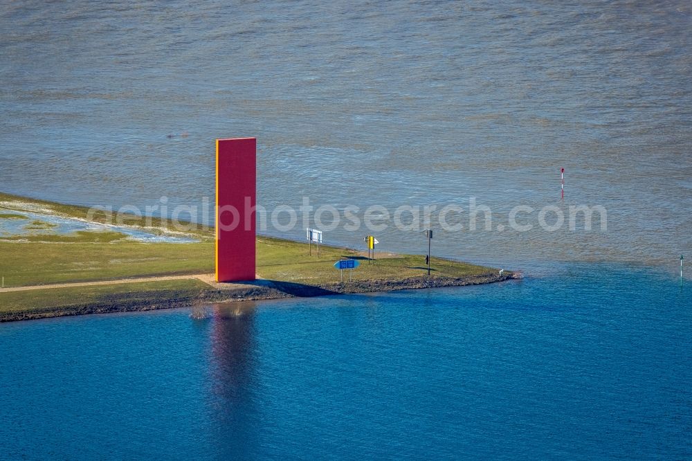 Aerial photograph Duisburg - Outdoor art- installation Rheinorange in Duisburg at Ruhrgebiet in the state North Rhine-Westphalia, Germany