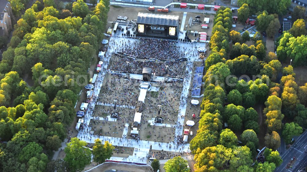 Bonn from above - Big event on the Hofgartenwiese Bonn in the state North Rhine-Westphalia, Germany