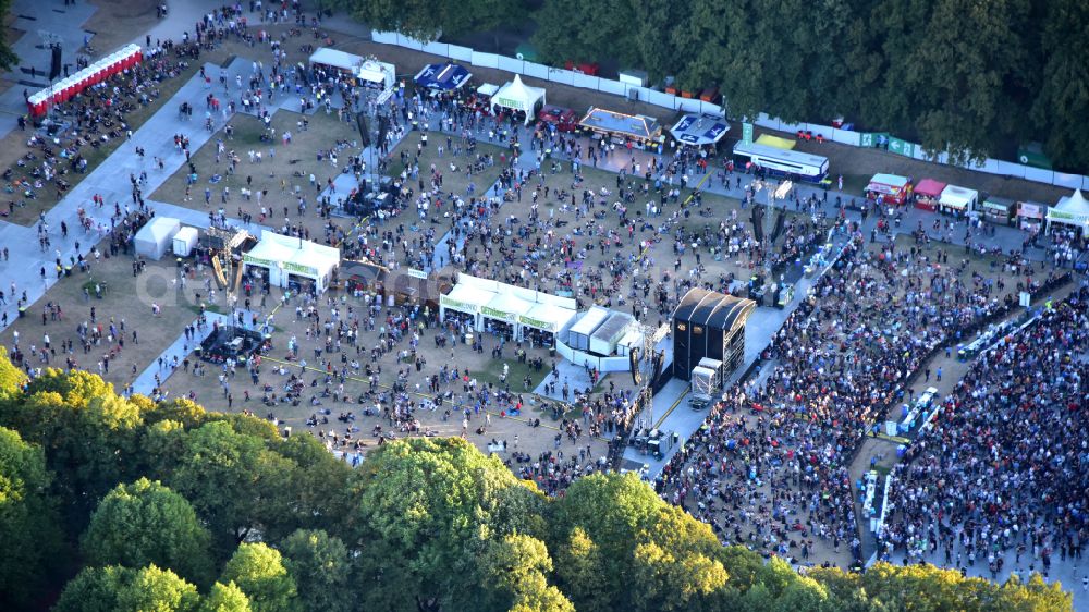 Bonn from above - Big event on the Hofgartenwiese Bonn in the state North Rhine-Westphalia, Germany