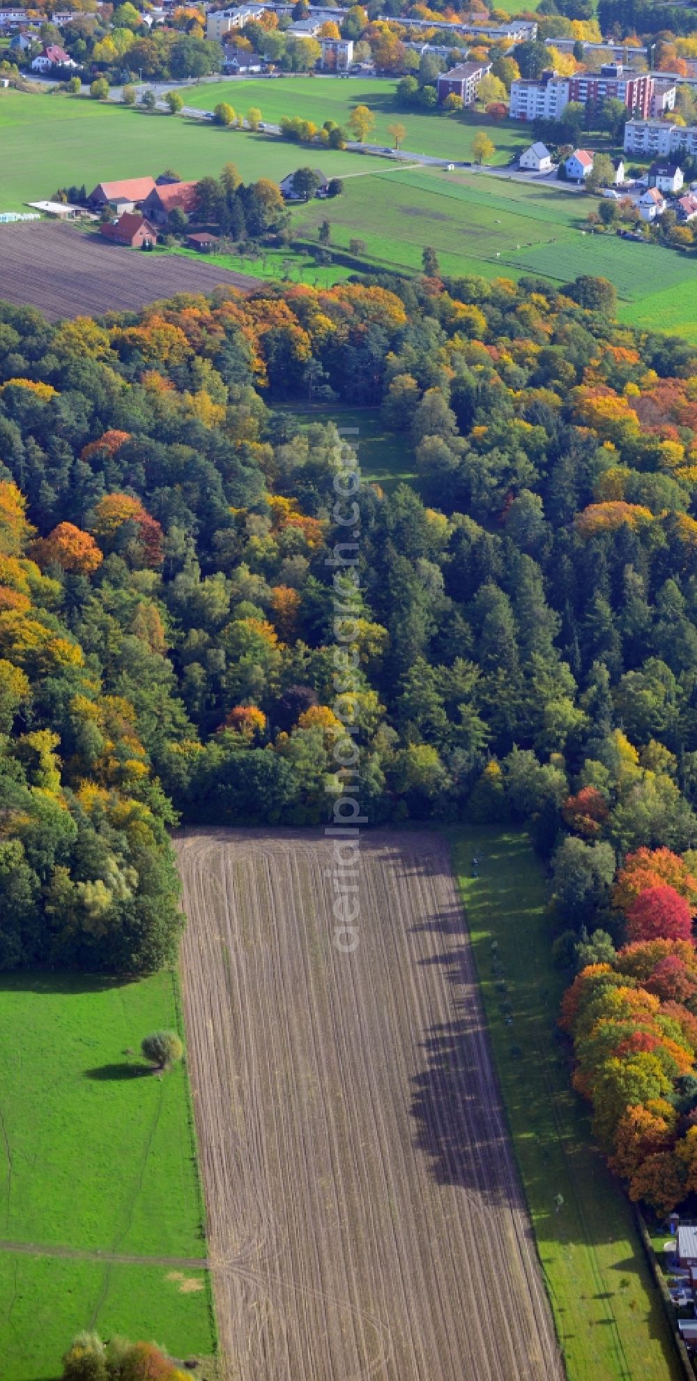 Aerial image Herford - View of the cemetery Eternal Peace in Herford in North Rhine-Westphalia