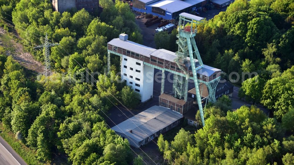 Willroth from above - The Georg mine in the iron ore, which has been closed since 1965, was mined in Willroth in the state of Rhineland-Palatinate, Germany