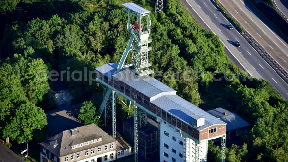 Willroth from the bird's eye view: The Georg mine in the iron ore, which has been closed since 1965, was mined in Willroth in the state of Rhineland-Palatinate, Germany