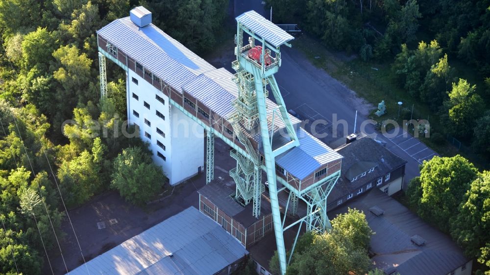 Willroth from above - The Georg mine in the iron ore, which has been closed since 1965, was mined in Willroth in the state of Rhineland-Palatinate, Germany