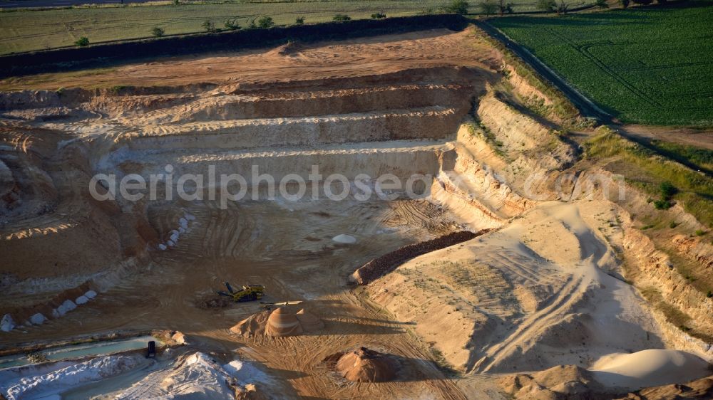 Aerial photograph Quedlinburg - Pit des Quartz sand plant WOLFF & MUeLLER Quarzsande GmbH in Quedlinburg in the state Saxony-Anhalt, Germany