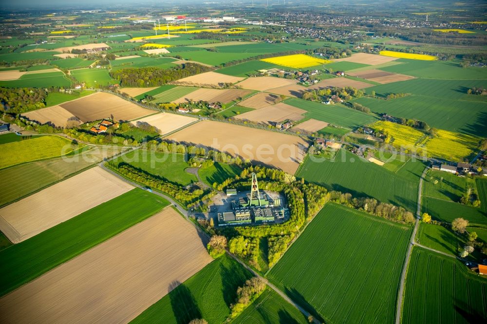 Hamm from above - Black damp and mine gas facilities on site of the former mining pit Lerche in the Lerche part of Hamm in the state of North Rhine-Westphalia