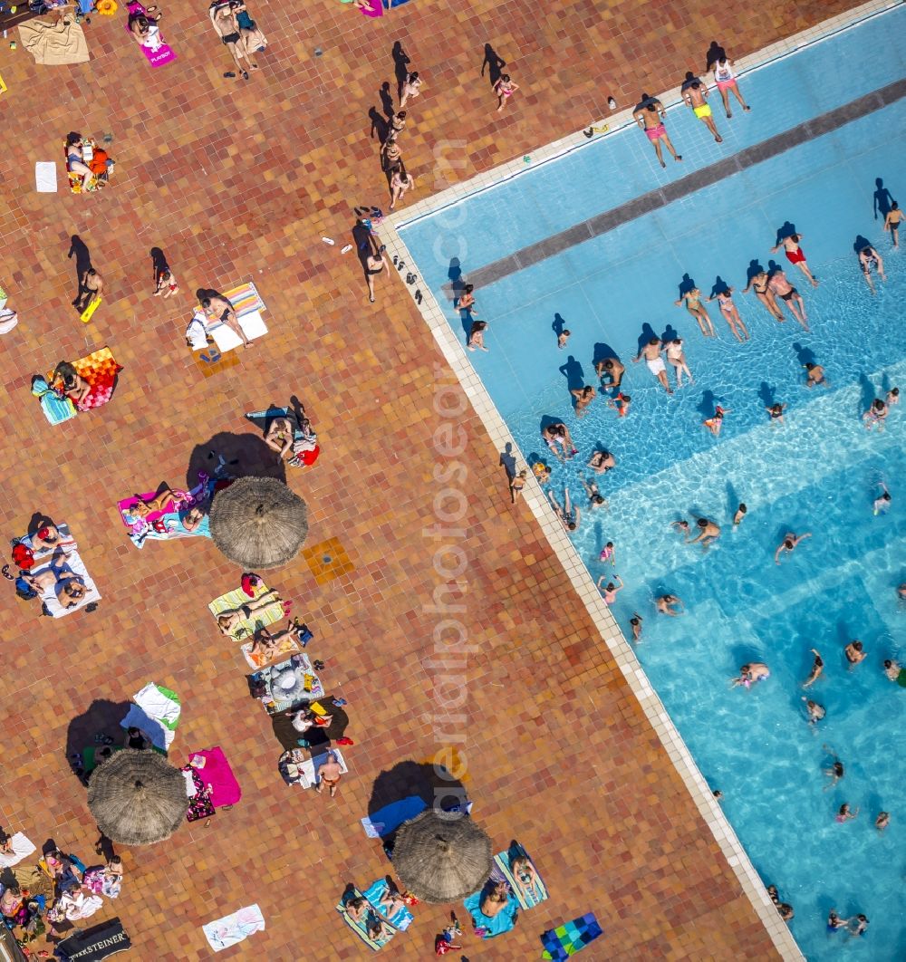 Essen from above - View of the outdoor pool Grugapark in Essen in the state North Rhine-Westphalia