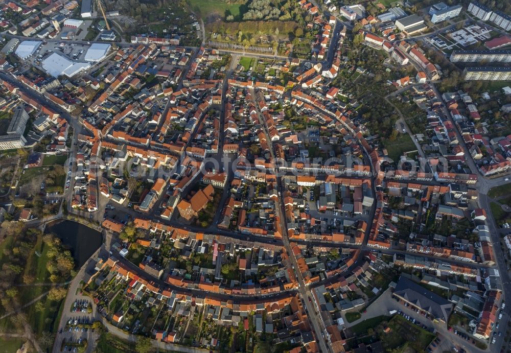 Teterow from above - Town plan Teterow with St. Peter and St. Paul in the center of Old Teterow in Mecklenburg - Western Pomerania