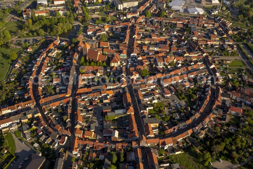 Teterow from above - Town plan Teterow with St. Peter and St. Paul in the center of Old Teterow in Mecklenburg - Western Pomerania