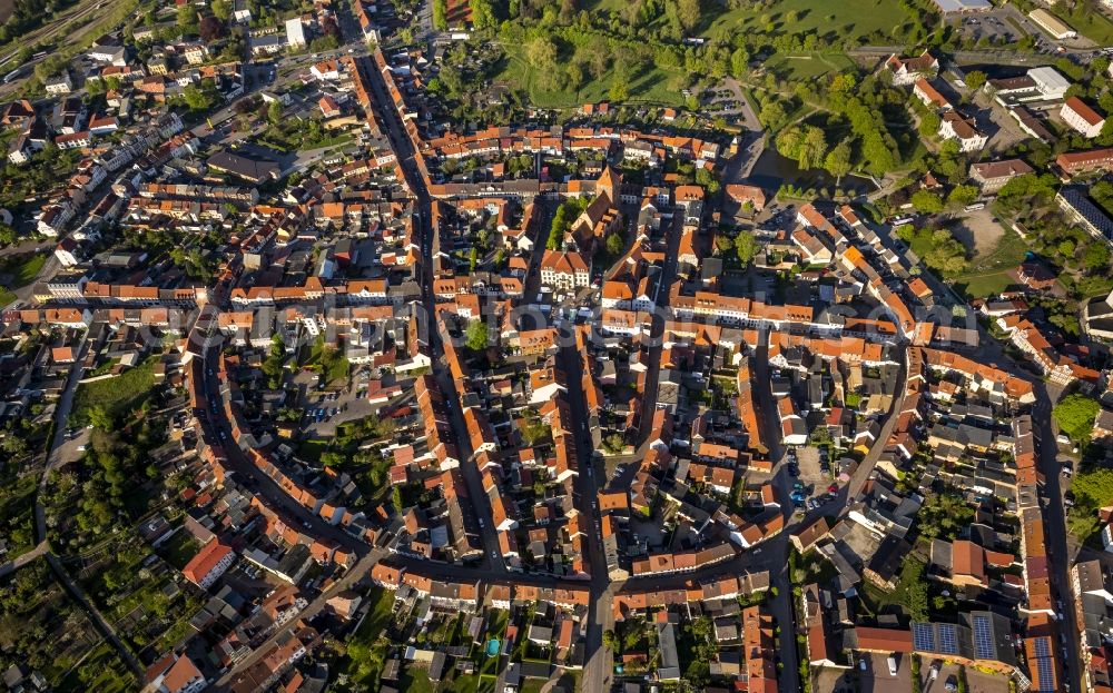 Teterow from above - Town plan Teterow with St. Peter and St. Paul in the center of Old Teterow in Mecklenburg - Western Pomerania