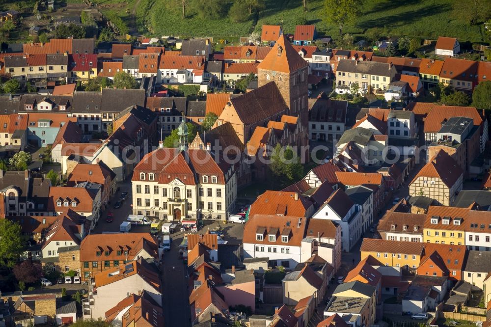 Aerial image Teterow - Town plan Teterow with St. Peter and St. Paul in the center of Old Teterow in Mecklenburg - Western Pomerania