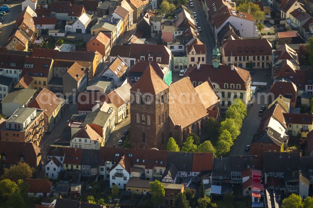 Teterow from above - Town plan Teterow with St. Peter and St. Paul in the center of Old Teterow in Mecklenburg - Western Pomerania