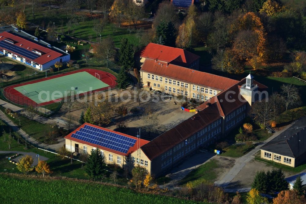 Joachimsthal from the bird's eye view: View of the basic school Georg Buechner in Joachimsthal in the state Brandenburg