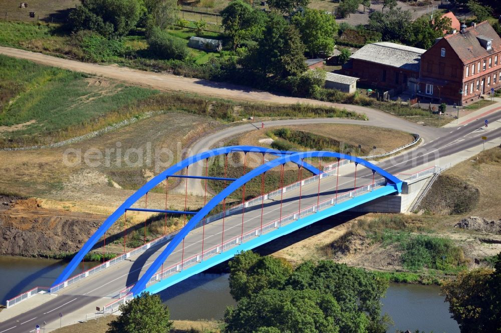 Aerial image Güsen - Guesen Bridge over the Elbe-Havel-Canel in the state Saxony-Anhalt