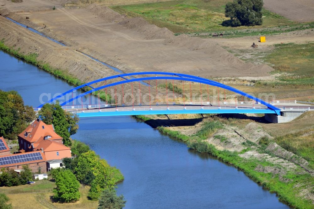 Aerial image Güsen - Guesen Bridge over the Elbe-Havel-Canel in the state Saxony-Anhalt