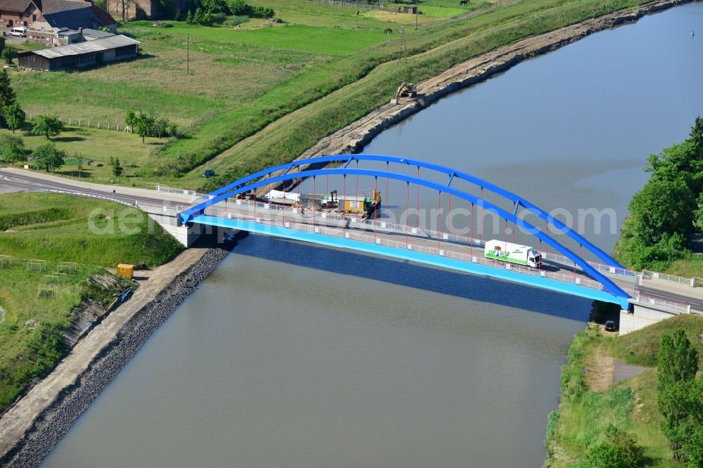 Elbe-Parey from above - Guesen Bridge over the Elbe-Havel-Canel in the state Saxony-Anhalt