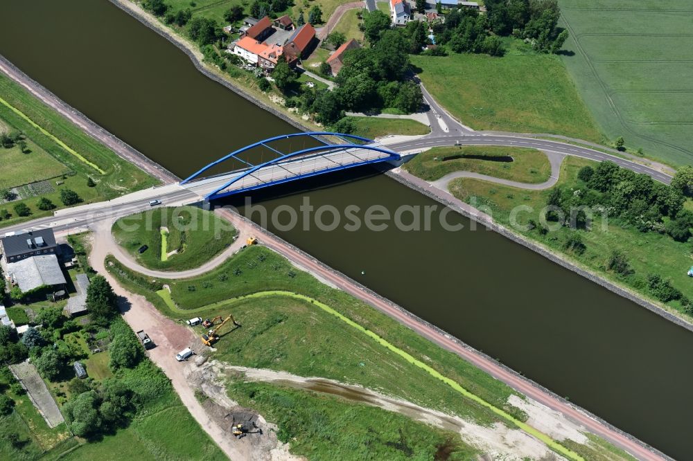 Aerial image Elbe-Parey - Guesen Bridge over the Elbe-Havel-Canel in the state Saxony-Anhalt