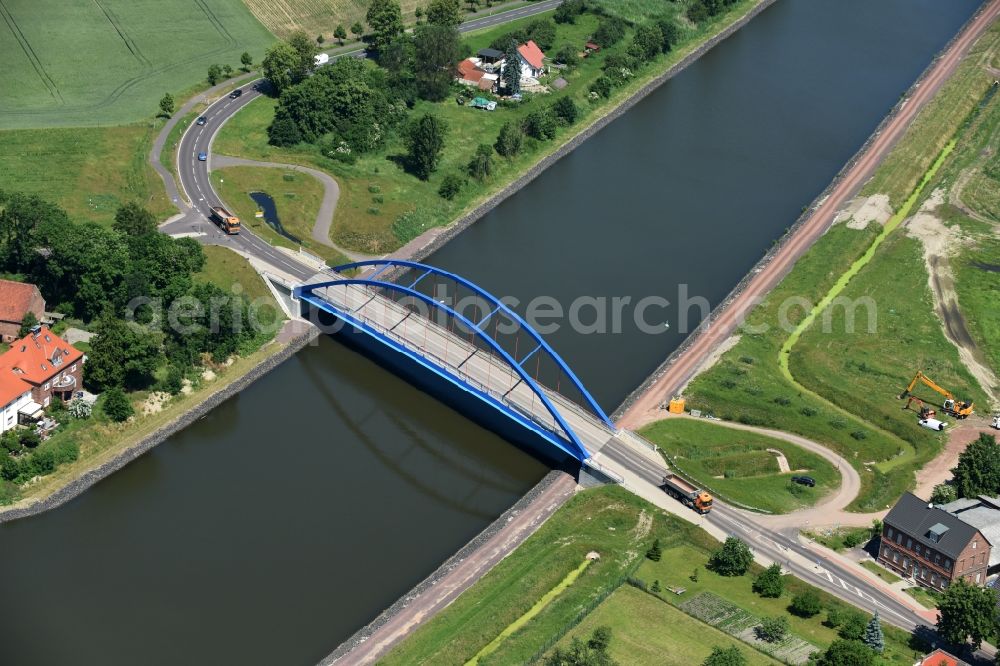 Elbe-Parey from above - Guesen Bridge over the Elbe-Havel-Canel in the state Saxony-Anhalt