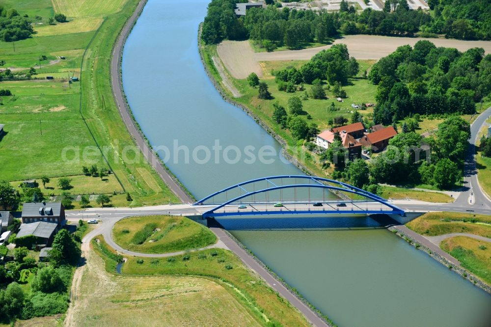 Aerial photograph Elbe-Parey - Guesen Bridge over the Elbe-Havel-Canel in the state Saxony-Anhalt