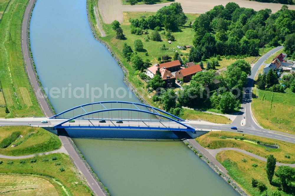 Elbe-Parey from above - Guesen Bridge over the Elbe-Havel-Canel in the state Saxony-Anhalt