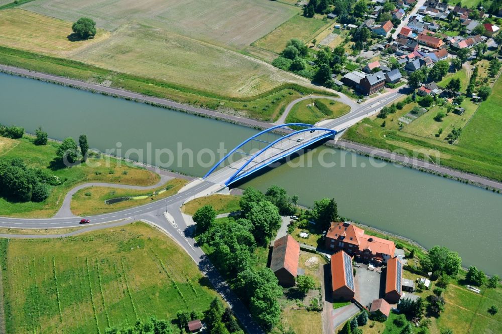 Elbe-Parey from above - Guesen Bridge over the Elbe-Havel-Canel in the state Saxony-Anhalt