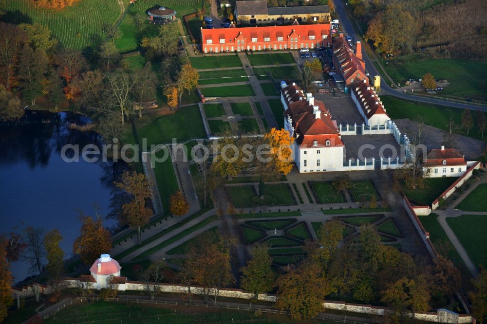 Meseberg from above - Castle Meseberg the Federal Government on the banks of Huwenowsees in the town district Gransee in Brandenburg