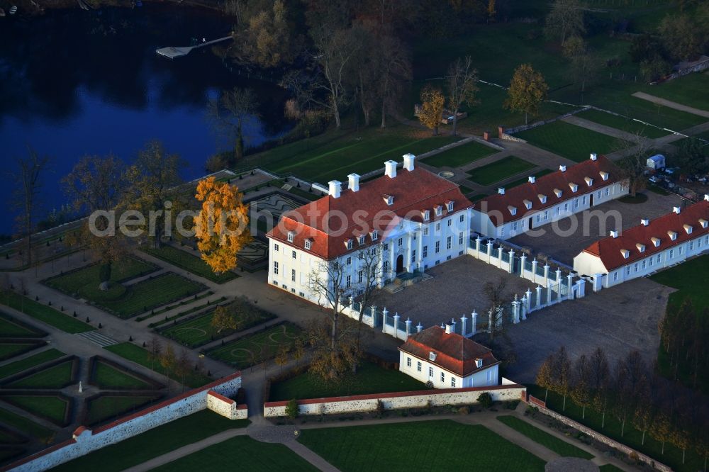 Aerial image Meseberg - Castle Meseberg the Federal Government on the banks of Huwenowsees in the town district Gransee in Brandenburg