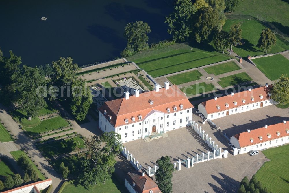 Aerial image Meseberg - Castle Meseberg the Federal Government on the banks of Huwenowsees in the town district Gransee in Brandenburg