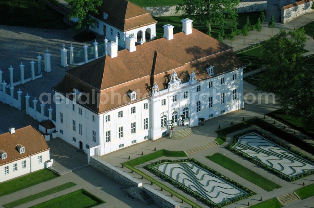 Meseberg from above - Castle Meseberg the Federal Government on the banks of Huwenowsees in the town district Gransee in Brandenburg