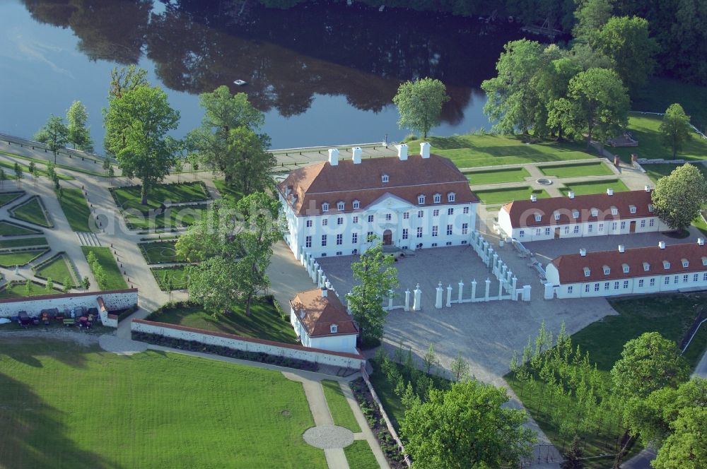 Aerial image Meseberg - Castle Meseberg the Federal Government on the banks of Huwenowsees in the town district Gransee in Brandenburg