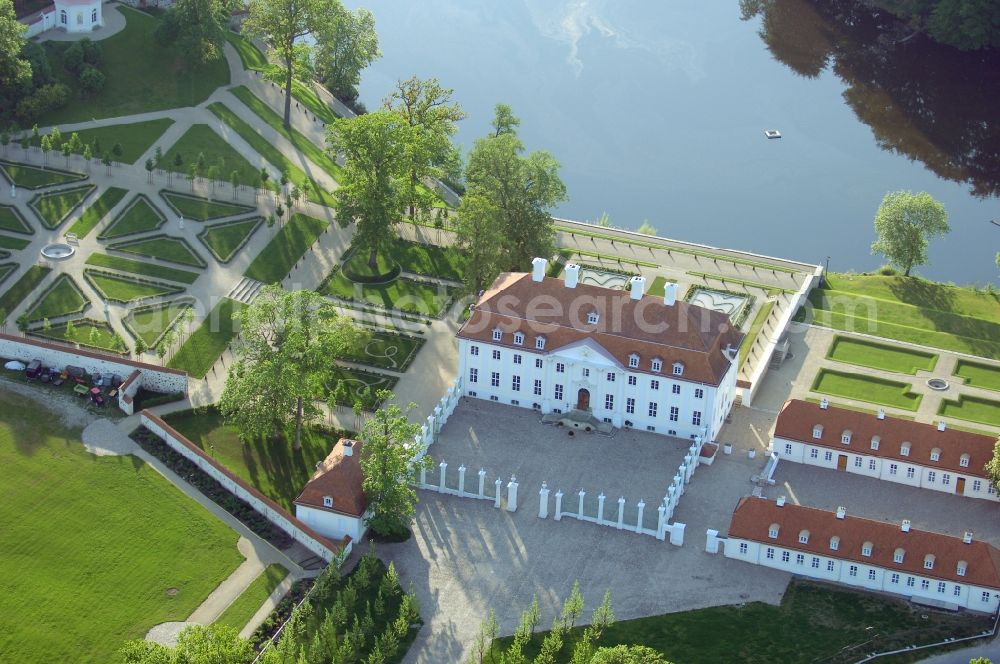 Meseberg from above - Castle Meseberg the Federal Government on the banks of Huwenowsees in the town district Gransee in Brandenburg