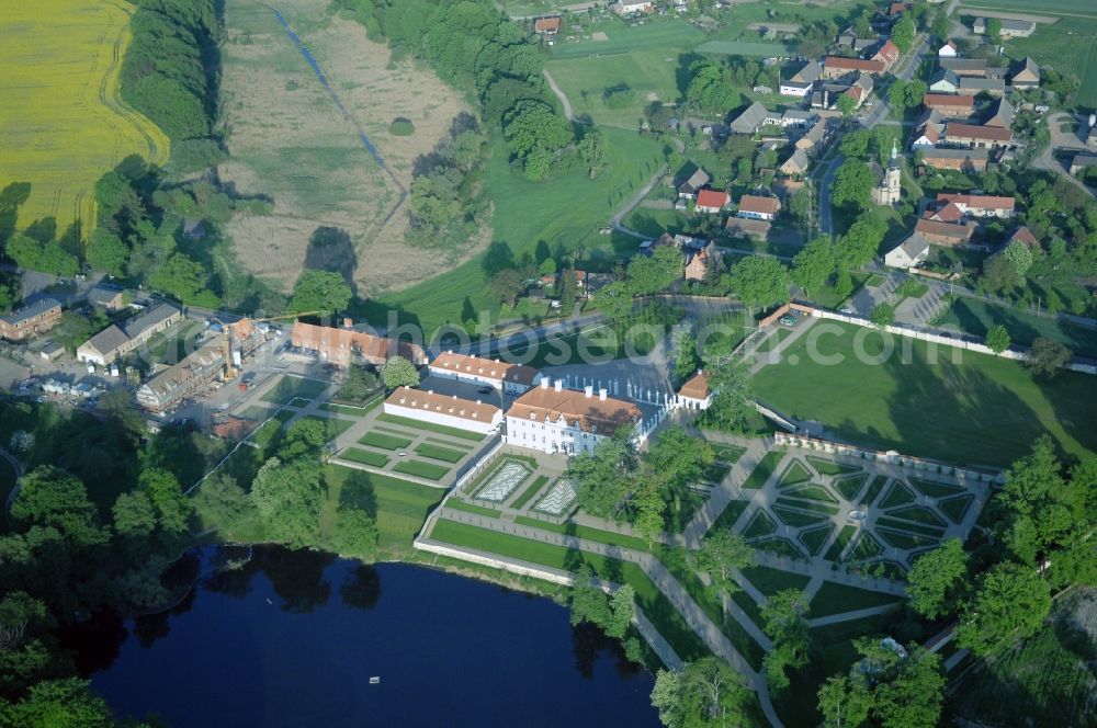 Meseberg from above - Castle Meseberg the Federal Government on the banks of Huwenowsees in the town district Gransee in Brandenburg