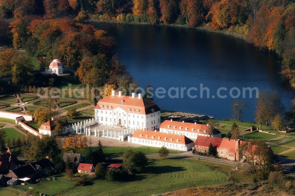 Aerial image Meseberg - Castle Meseberg the Federal Government on the banks of Huwenowsees in the town district Meseberg in Brandenburg