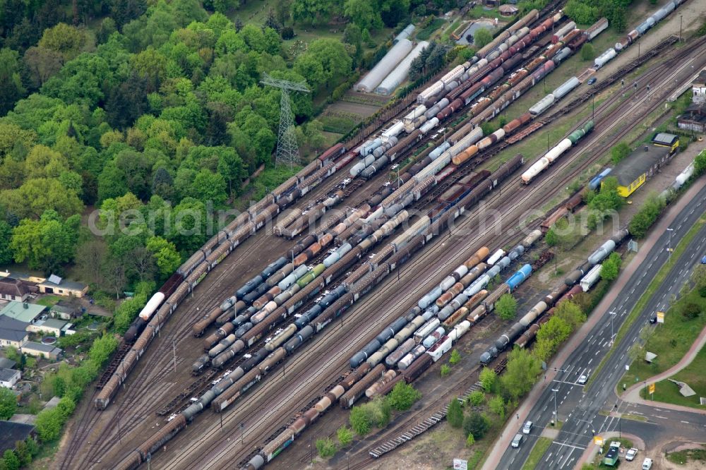 Aerial image Brandenburg an der Havel - View on the freight marshalling yard in Brandenburg an der Havel in the state Brandenburg