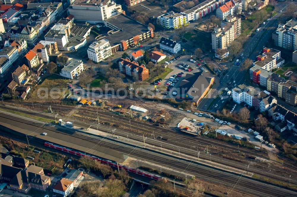 Herne from above - Marshalling yard and freight station of the Deutsche Bahn on Westring- Bridge in Herne in the state of North Rhine-Westphalia