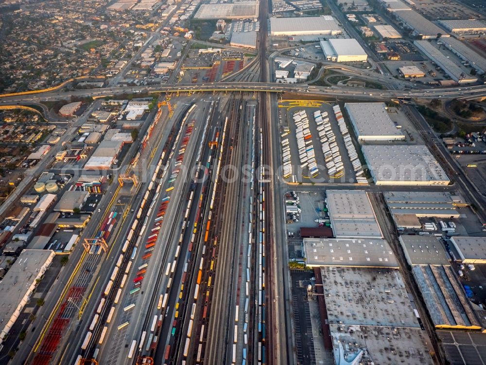 Vernon from above - Marshalling yard and freight station in an industrial area along Bandini Blvd in Vernon in California, USA