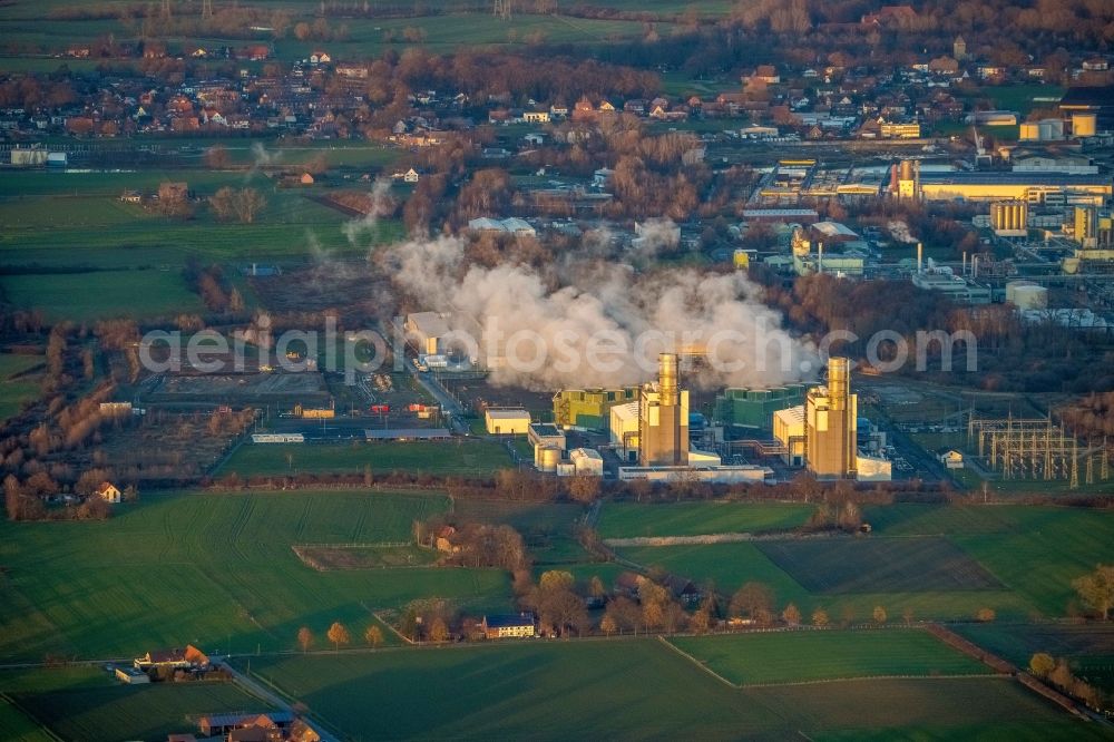 Aerial photograph Hamm - Combined cycle power plant with gas and steam turbine systems in the district Uentrop in Hamm in the state North Rhine-Westphalia, Germany