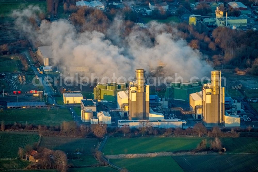 Hamm from above - Combined cycle power plant with gas and steam turbine systems in the district Uentrop in Hamm in the state North Rhine-Westphalia, Germany