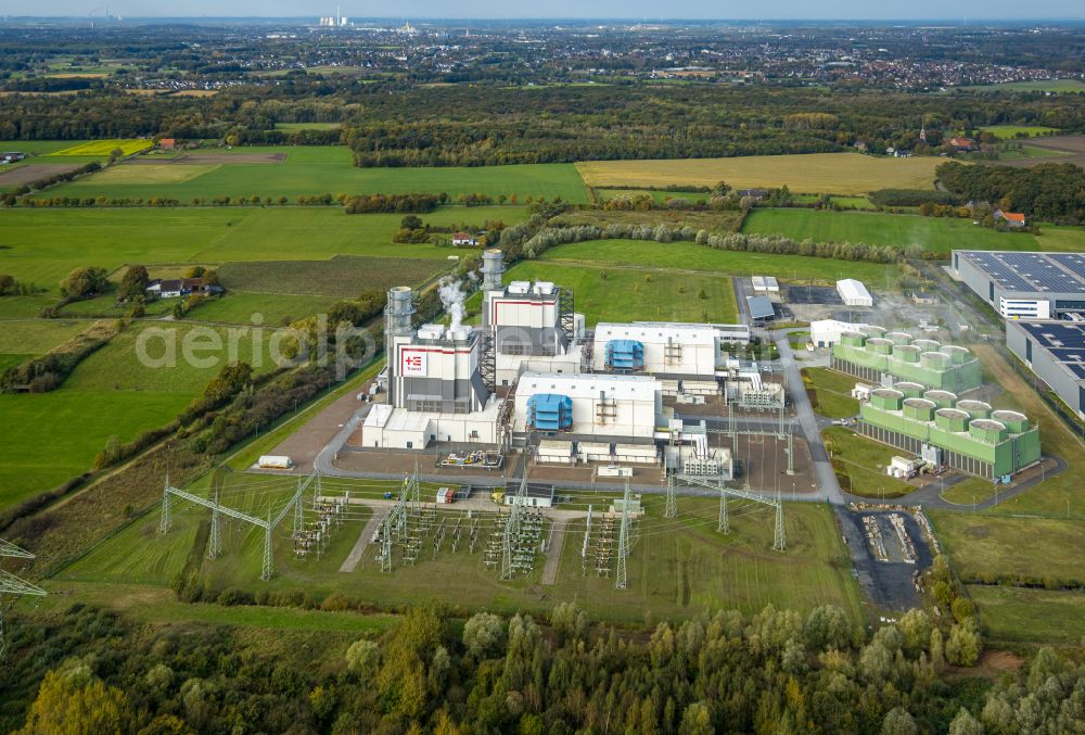 Aerial image Hamm - Combined cycle power plant with gas and steam turbine systems in the district Uentrop in Hamm in the state North Rhine-Westphalia, Germany