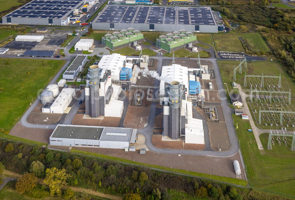 Aerial photograph Hamm - Combined cycle power plant with gas and steam turbine systems in the district Uentrop in Hamm in the state North Rhine-Westphalia, Germany