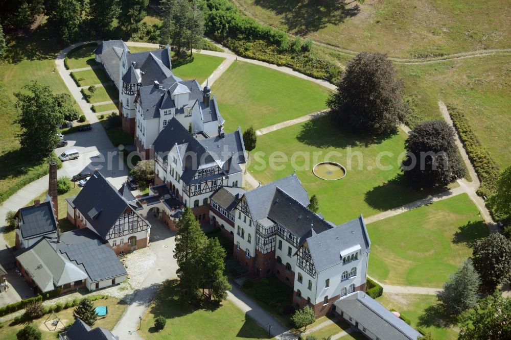 Aerial photograph Müllrose - Zeisigberg estate in Muellrose in the state of Brandenburg. The historic building complex was opened as a sanatorium for consumptives in 1907 and is being run by the development office for health and social issues as a care home, children`s facility and home for the elderly