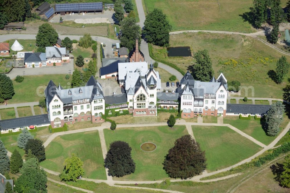 Aerial image Müllrose - Zeisigberg estate in Muellrose in the state of Brandenburg. The historic building complex was opened as a sanatorium for consumptives in 1907 and is being run by the development office for health and social issues as a care home, children`s facility and home for the elderly