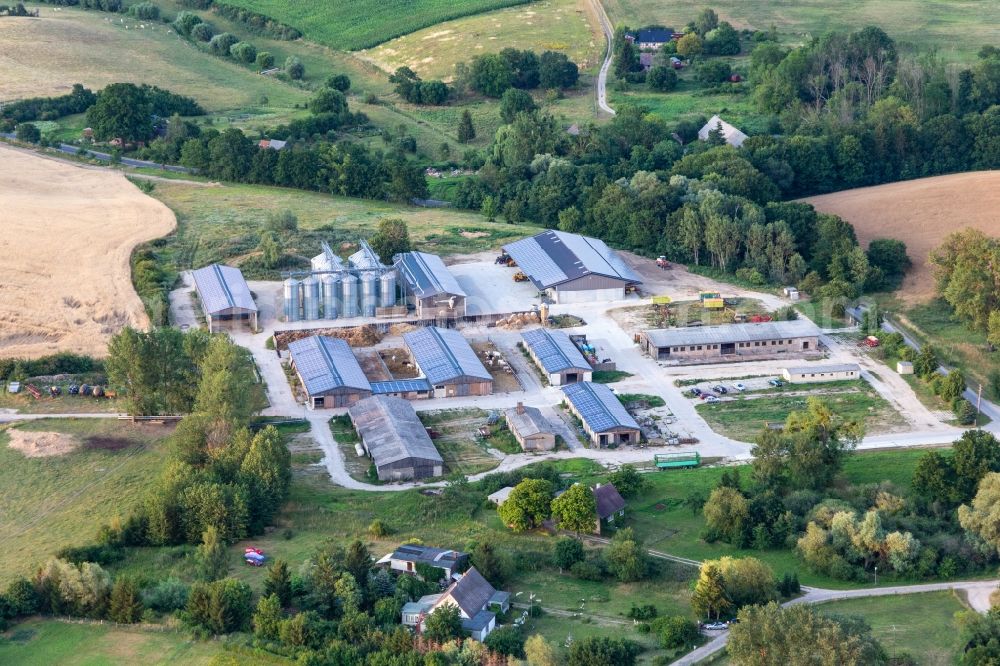 Böckenberg from above - Building and manor house of the farmhouse in Boeckenberg in the state Brandenburg, Germany