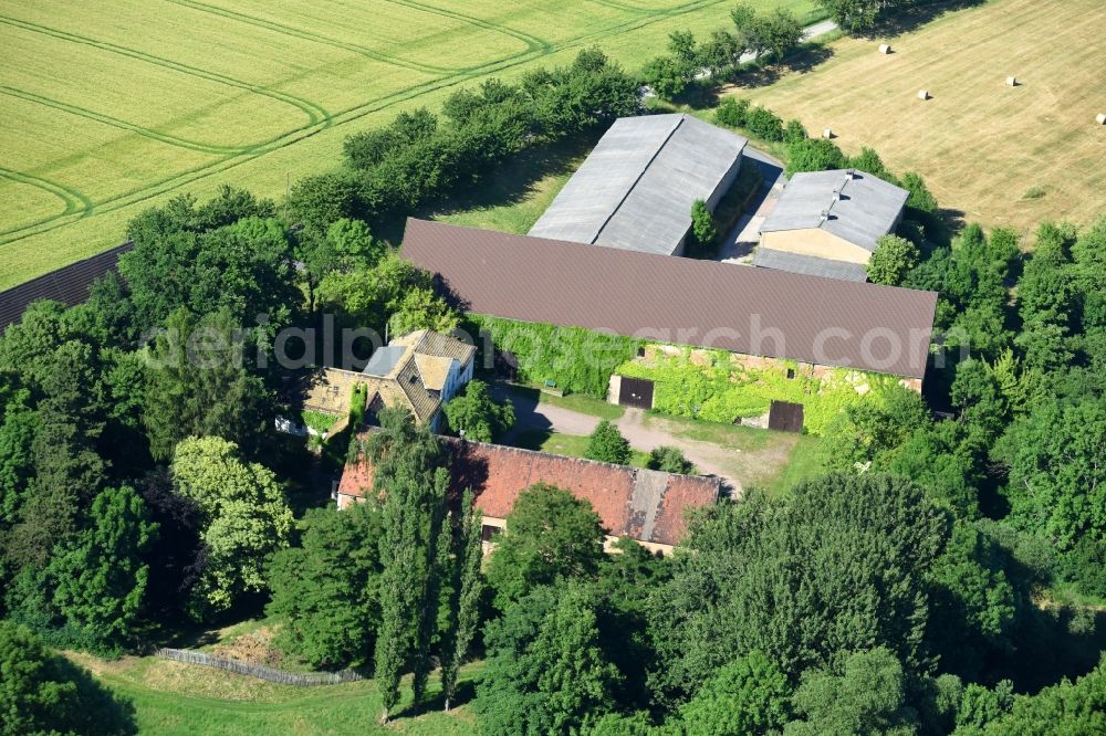 Mochau from the bird's eye view: Building and manor house of the farmhouse in Mochau in the state Saxony, Germany