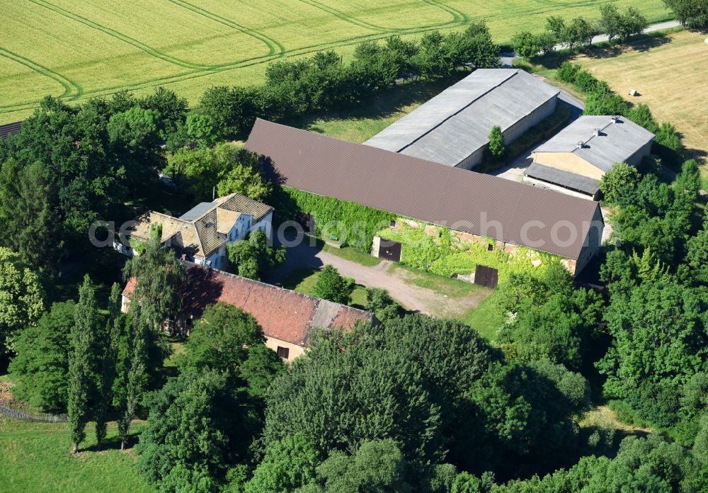 Aerial image Mochau - Building and manor house of the farmhouse in Mochau in the state Saxony, Germany