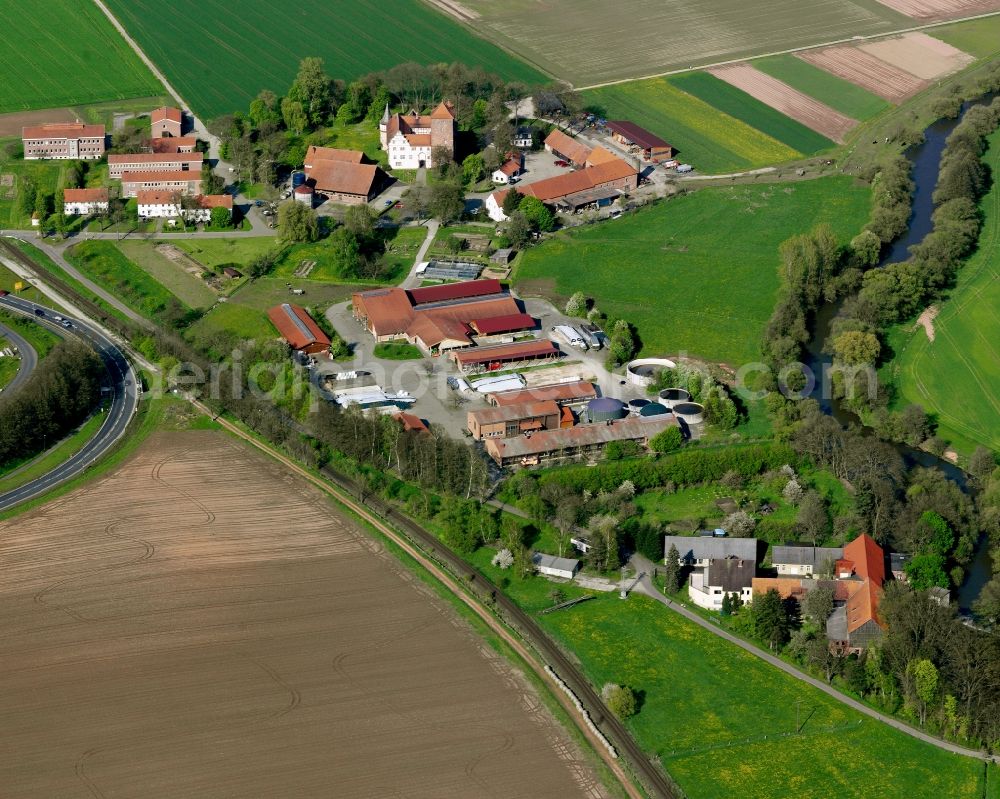 Aerial image Bad Hersfeld - Building and manor house of the farmhouse in the district Eichhof (Staatl. Versuchsgut) in Bad Hersfeld in the state Hesse, Germany