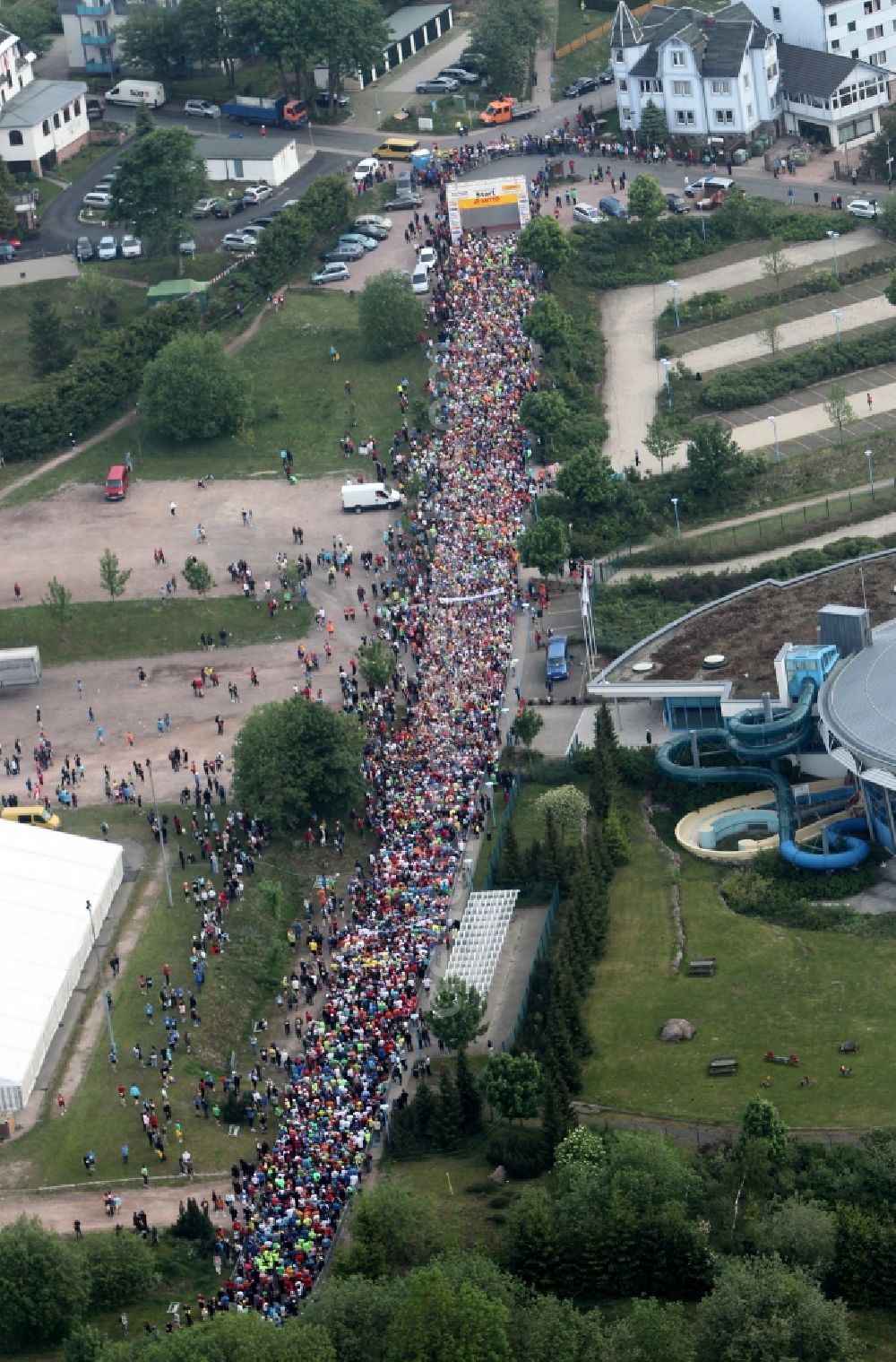 Oberhof from above - GutsMuths - Rennsteig - run (cross country on the Rennsteig in memory of GutsMuths) in the Thuringian Forest in Oberhof in Thuringia