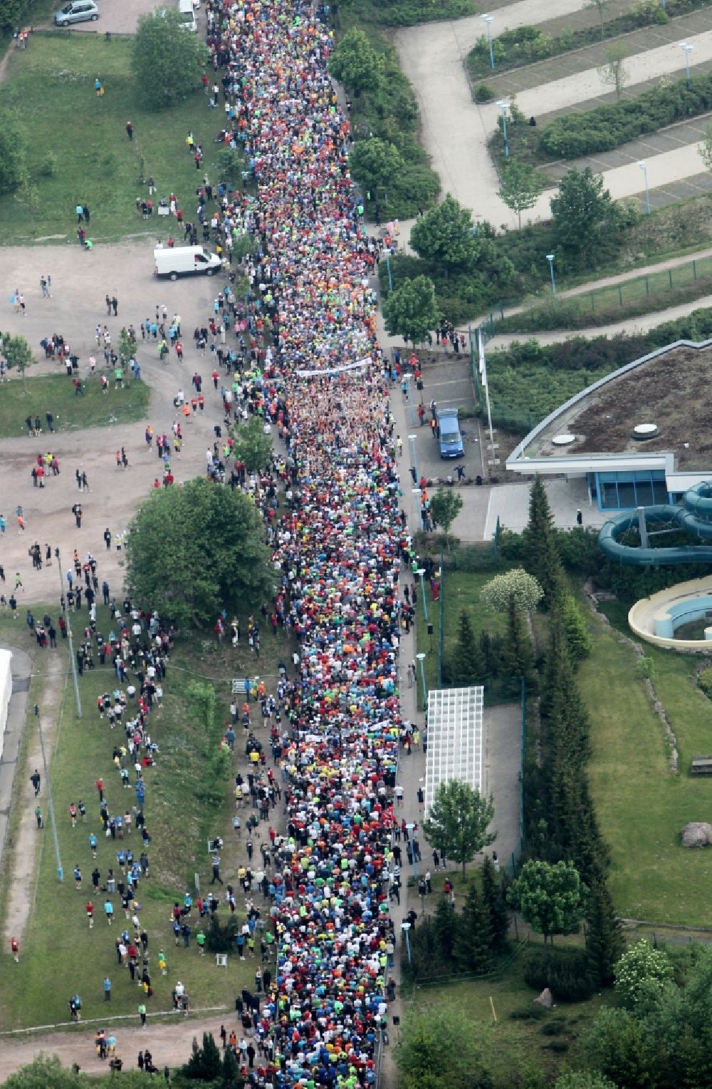 Oberhof from the bird's eye view: GutsMuths - Rennsteig - run (cross country on the Rennsteig in memory of GutsMuths) in the Thuringian Forest in Oberhof in Thuringia