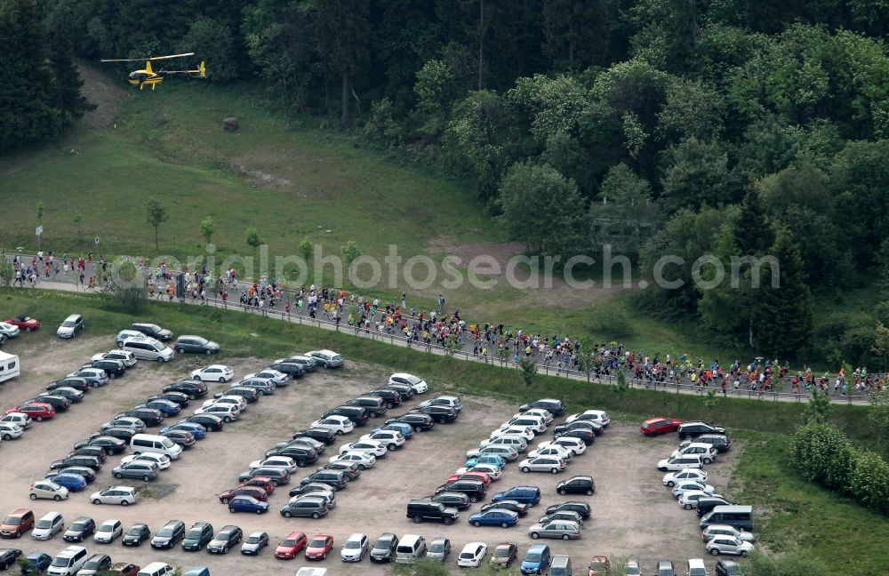 Aerial photograph Oberhof - GutsMuths - Rennsteig - run (cross country on the Rennsteig in memory of GutsMuths) in the Thuringian Forest in Oberhof in Thuringia