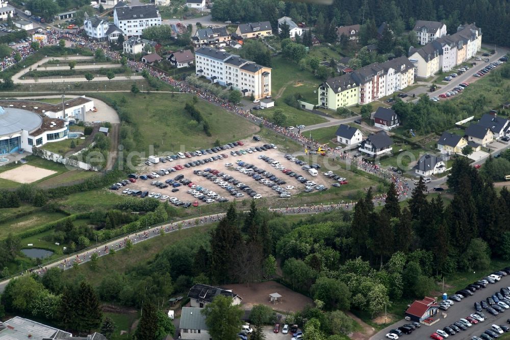 Oberhof from above - GutsMuths - Rennsteig - run (cross country on the Rennsteig in memory of GutsMuths) in the Thuringian Forest in Oberhof in Thuringia